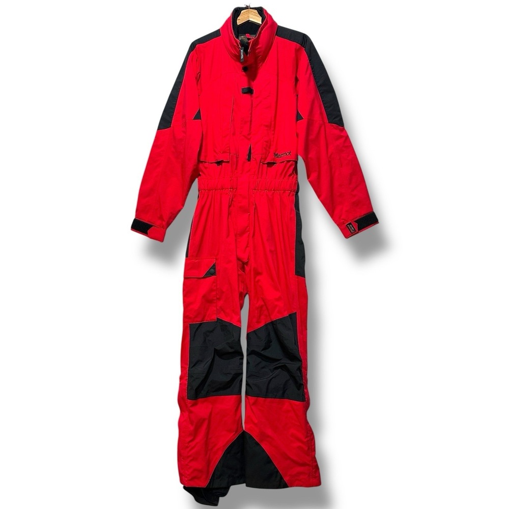 Marmot Gore-tex Winter Snowsuit Ski Snowboard  Coveralls Red & Black Size M EUC‎